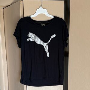 Puma Black Tee with Silver Logo